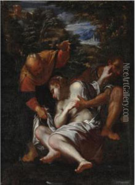 Susanna E I Vecchioni Oil Painting - Antonio Maria Viani