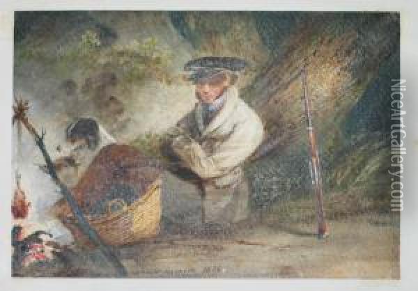 Le Repos Merite Du Chasseur Oil Painting - Newton Fielding