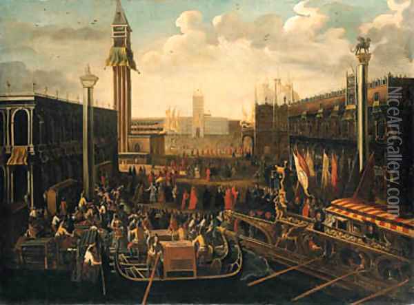 Venice The embarkation of the Doge on the Bucintoro on Ascension Day Oil Painting - Joseph, The Younger Heintz