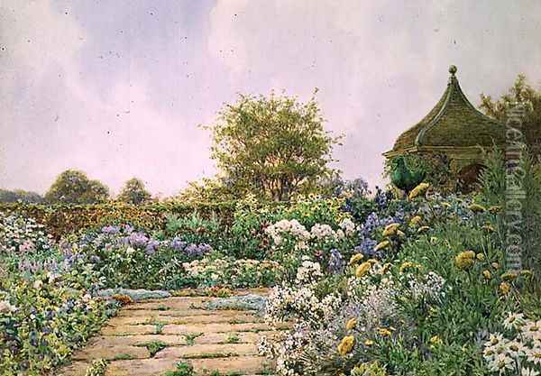 An English Country Garden Oil Painting - Ernest Arthur Rowe