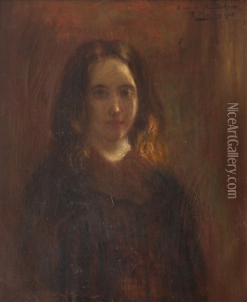 Portrait De Jeune Fille Oil Painting - Francois Maury