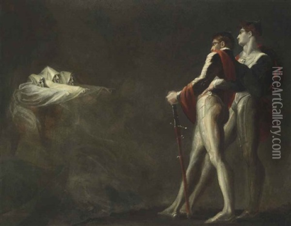The Three Witches Appearing To Macbeth And Banquo Oil Painting - Henry Fuseli