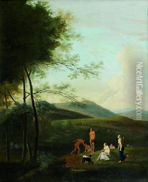 Diane Et Ses Nymphes Dans Un Paysage Oil Painting - Joseph Augustus Knip