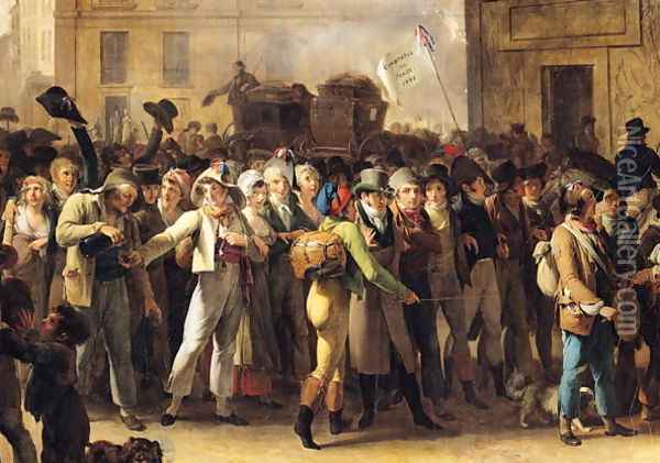 The Conscripts of 1807 Marching Past the Gate of Saint-Denis (detail of the conscripts) Oil Painting - Louis Leopold Boilly