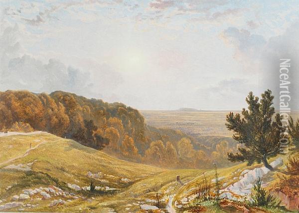 Brockly Combe From Backwell Hill Near Bristol Oil Painting - Henry Hewitt