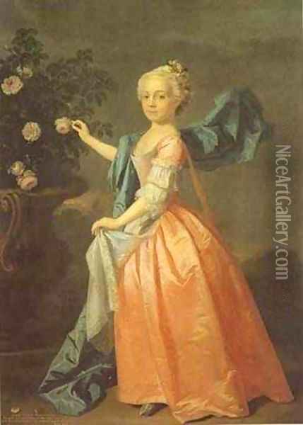 Portrait Of Agnes Murray Kynnynmond 1739 Oil Painting - Allan Ramsay