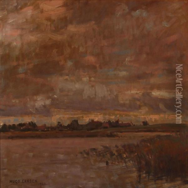 Landscape With A Lake Oil Painting - Hugo Valdemar Larsen