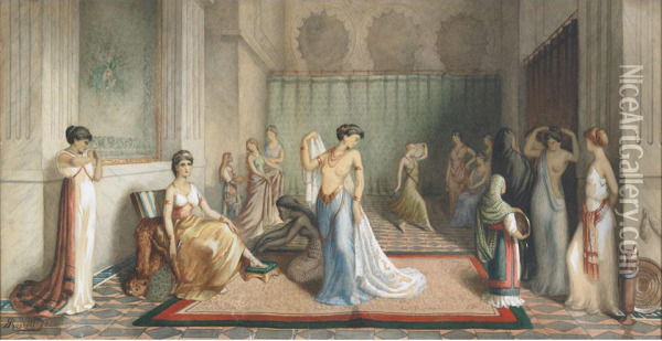 A Roman Bath House Oil Painting - R. Ramsay Russell