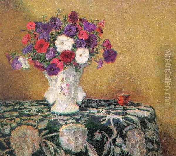 Still Life with Petunias 1932 Oil Painting - Wilson Henry Irvine