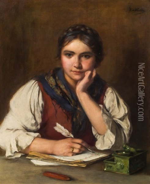 The Love Letter Oil Painting - Emma (Edle von Seehof) Mueller