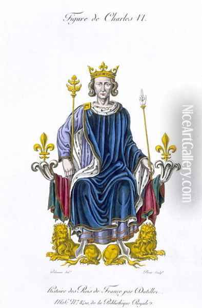 Figure of Charles VI, engraved by Amedee Peree, from Histoire des Rois de France Oil Painting - Gabrielle Willemin