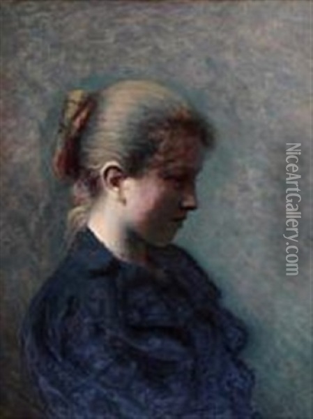 Portrait Of A Young Girl Oil Painting - Julius Jersild
