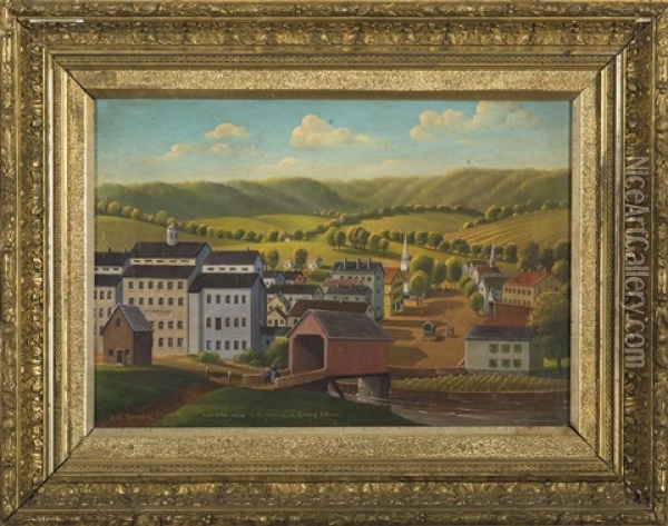 Western View Of The Center Of North Adams, Massachusetts Oil Painting - John Warner Barber