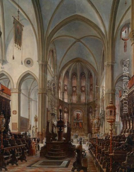 Veduta Della Basilica Di Santa Maria Gloriosa Dei Frari Oil Painting - Rudolf Ritter von Alt