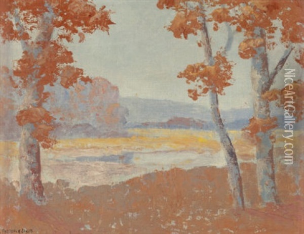 View Through The Trees On A Fall Afternoon Oil Painting - Frederick Jarvis