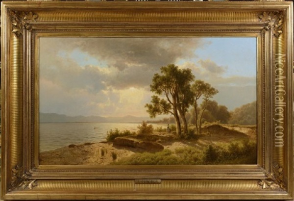 Landscape With A Lake Oil Painting - Adolf Chwala