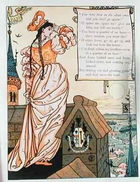 Anne Looking from the Tower Oil Painting - Walter Crane