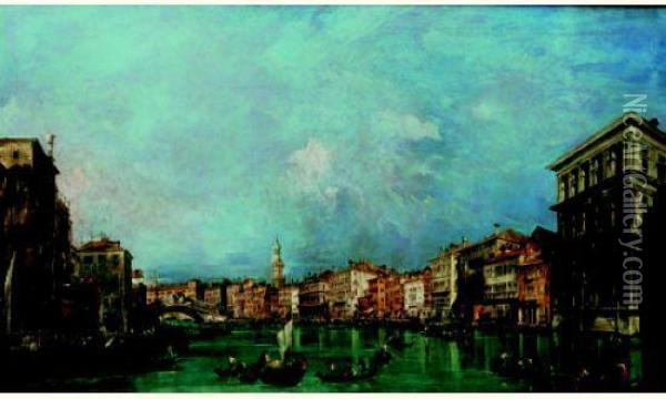 Venise : Vue Du Grand Canal Vers Le Pont Du Rialto Oil Painting - Francesco Guardi