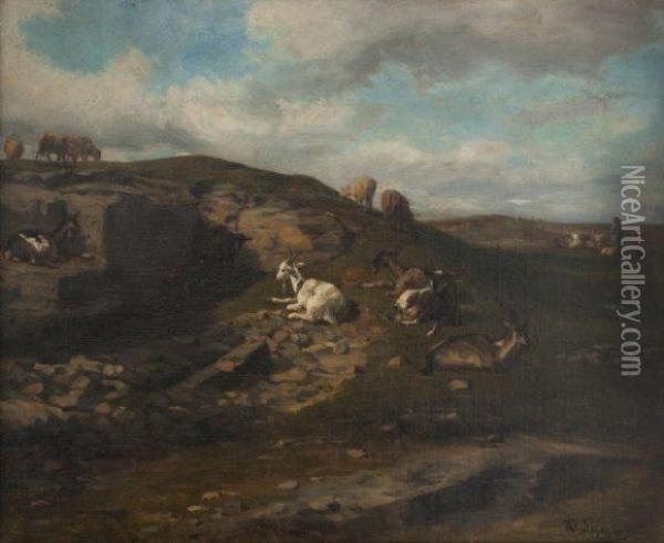 Le Troupeau Au Paturage Oil Painting - Theodore Levigne