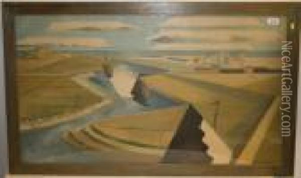 Stylised River View Oil Painting - Paul Nash