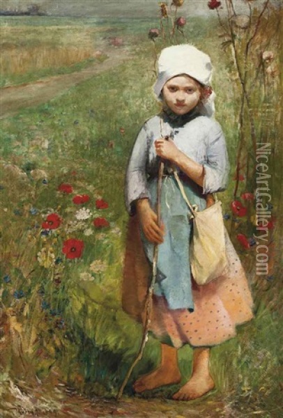 A Summer Stroll Oil Painting - Ignac Ujvary