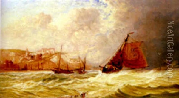 Fishing Boats Off Dieppe Oil Painting - Arthur Joseph Meadows