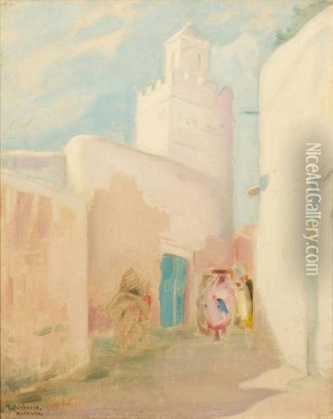Rue Animee A Kairouan Oil Painting - Julius C. Rolshoven