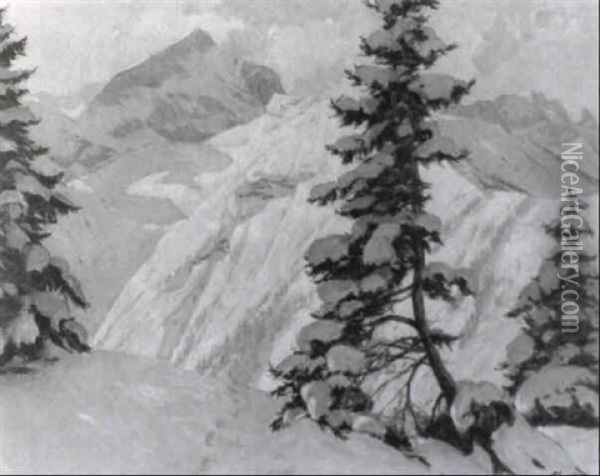 Verschneites Bergmassiv Oil Painting - Robert Franz Curry