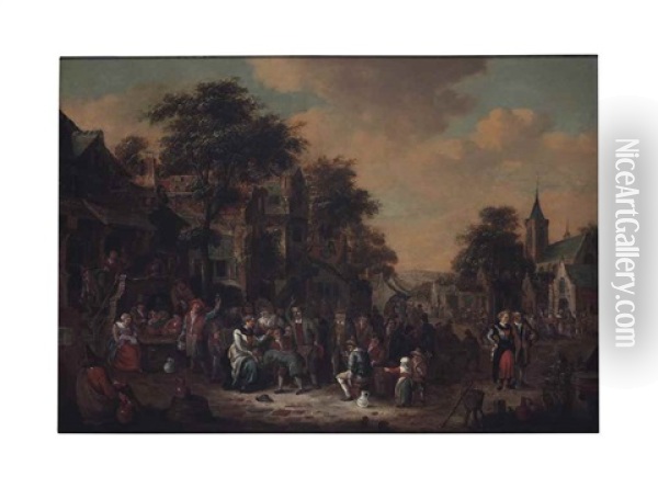 A Merry Gathering Outside A Tavern Oil Painting - Joost Cornelisz. Droochsloot