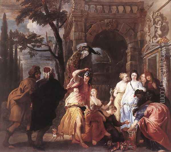 Achilles among the Daughters of Lycomedes Oil Painting - Erasmus II Quellin (Quellinus)