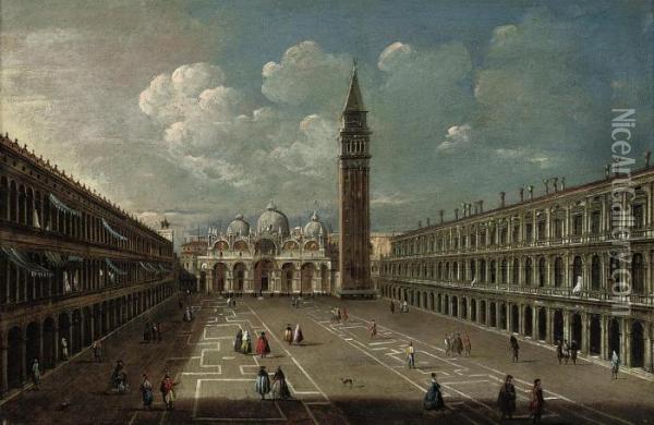 Piazza San Marco, Venice, 
Looking East, With The Torredell'orologio, The Campanile, The Doge's 
Palace And The Procuratienuove Oil Painting - Michele Marieschi
