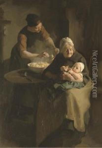 Three Generations Oil Painting - Martinus Schildt