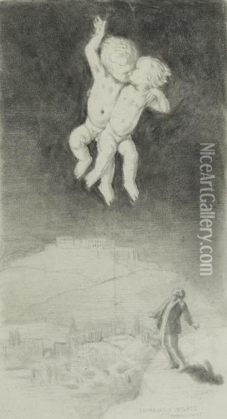 Edinburgh Nights, Moonlight Oil Painting - Sir William Newenham Montague Orpen