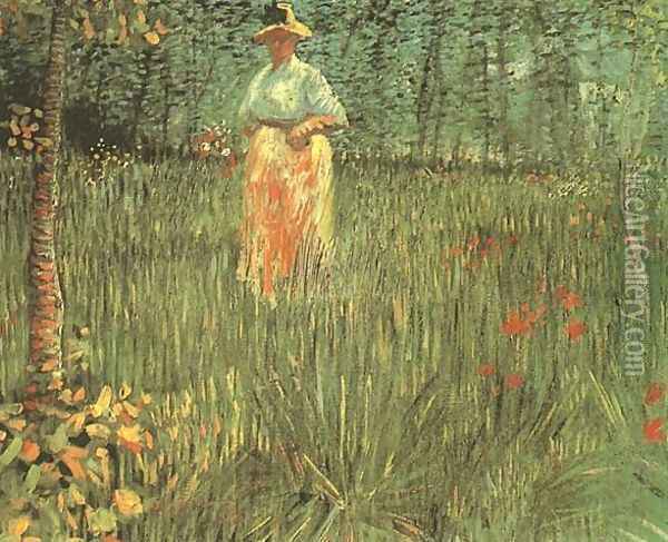 Femme marchant dans un jardin 1887 Oil Painting - Vincent Van Gogh