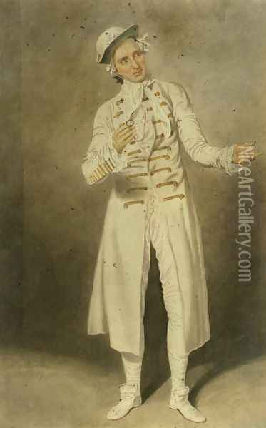 William Farren (1786-1861) as Lord Ogleby in 'The Clandestine Marriage' by David Garrick and George Coleman the Elder at the Covent Garden Theatre, 1818 Oil Painting - Samuel de Wilde