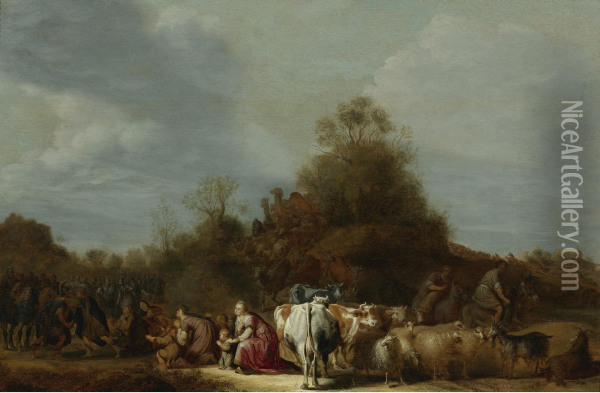 The Meeting Of Jacob And Esau Oil Painting - Gerrit Claesz Bleker