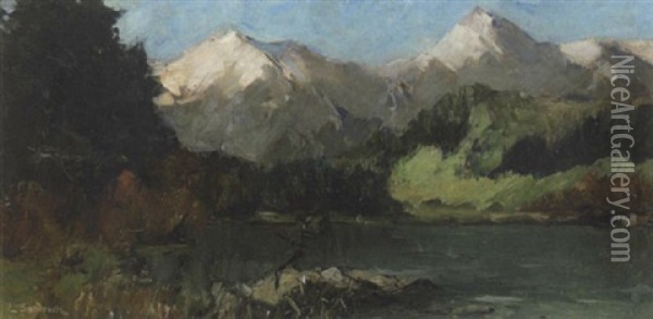 Oberbayerischer Bergsee Oil Painting - Leonhard Sandrock
