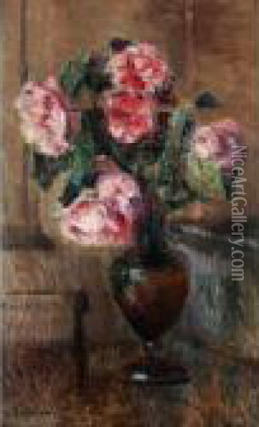 Vase De Fleurs Oil Painting - Albert Lebourg