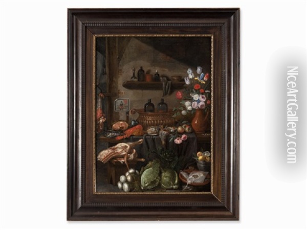 Kitchen Still Life Oil Painting - Jan van Kessel the Younger