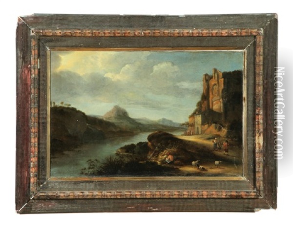 Landscape With Castle Ruins Oil Painting - Nicolaes Molenaer