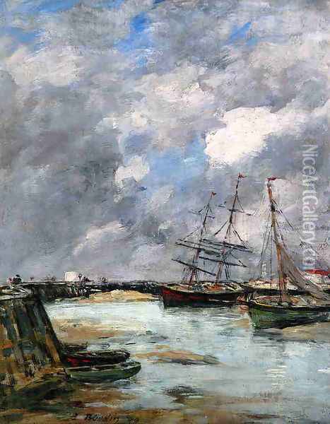 Trouville, the Jettys, Low Tide IV Oil Painting - Eugene Boudin
