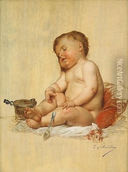 The Baby's Nap Oil Painting - Timoleon Marie Lobrichon
