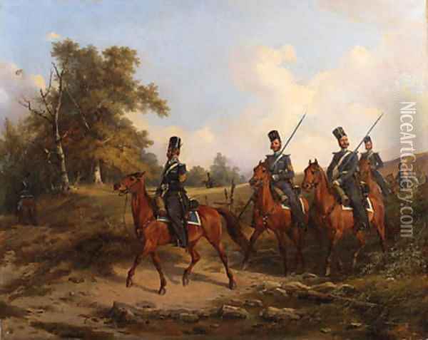 The Life-Guards Atamanskii Cossack Regiment on Manoeuvres Oil Painting - Karl Friedrich Schulz