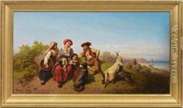 Rastendejunge Bauernfamilie In Italienischer Landschaft Oil Painting - Ferdinand Marohn