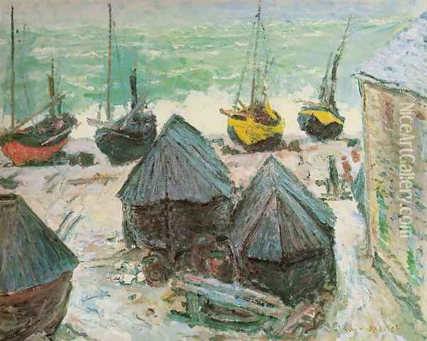 Boats in Winter Quarters, Etretat Oil Painting - Claude Oscar Monet