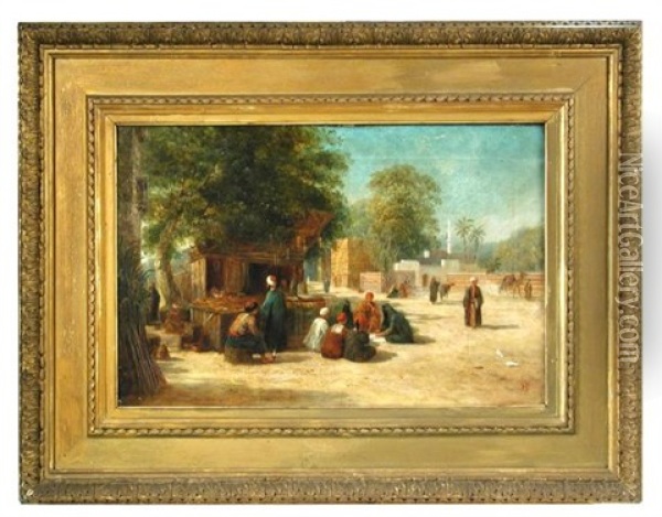 Lantern Shop In The Esbekiah, Cairo Oil Painting - Henry Pilleau