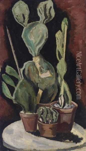 Four Cactus Plants Oil Painting - Marsden Hartley