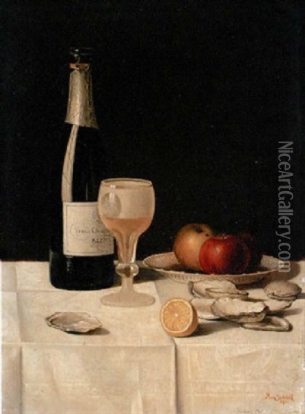 Stilleben Mit Austern Und Champagner Oil Painting - Max Schoedl