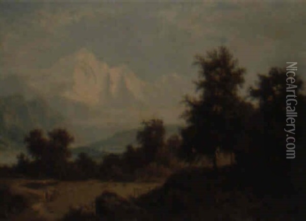 Der Montblanc Von Chamonix Aus Gesehen Oil Painting - Theodor (Wilhelm T.) Nocken