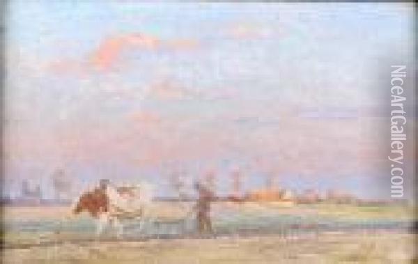 Le Labour. Oil Painting - Emile Claus